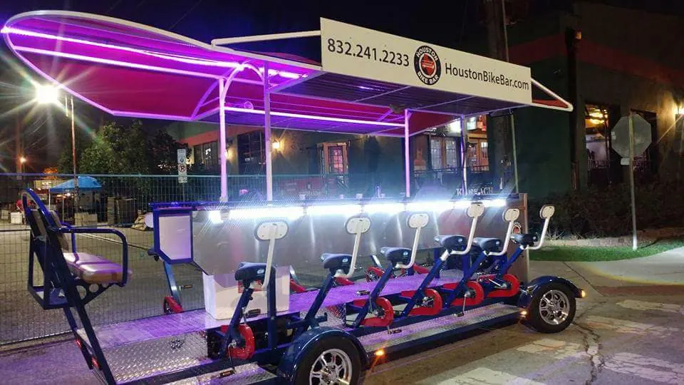 The bike bar downtown at night
