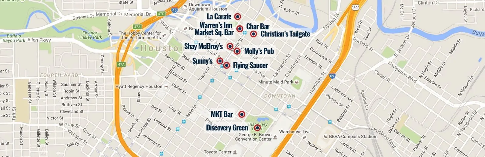 The Houston Bike Bar route map